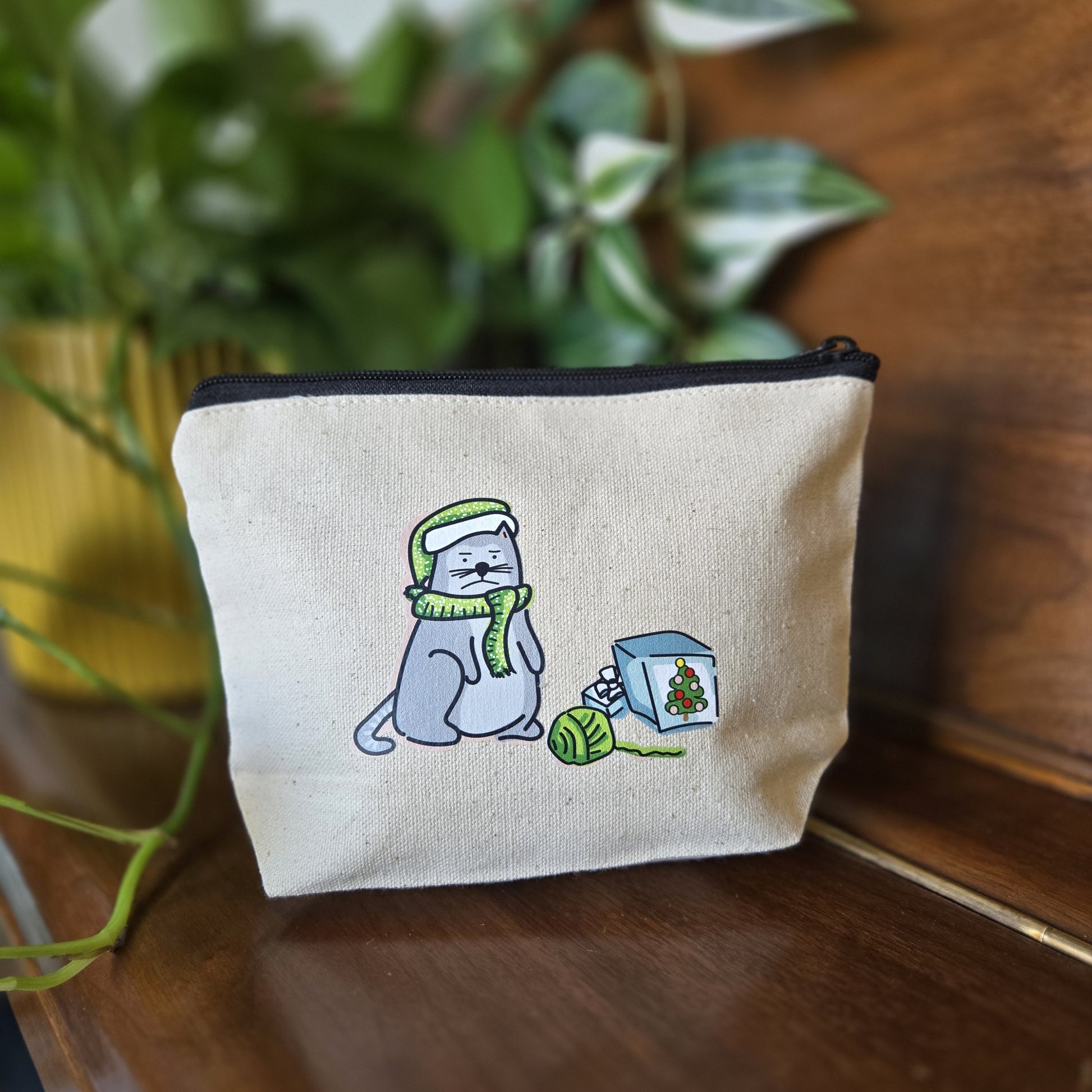 Meowy Christmas | Canvas Zipper Pouch